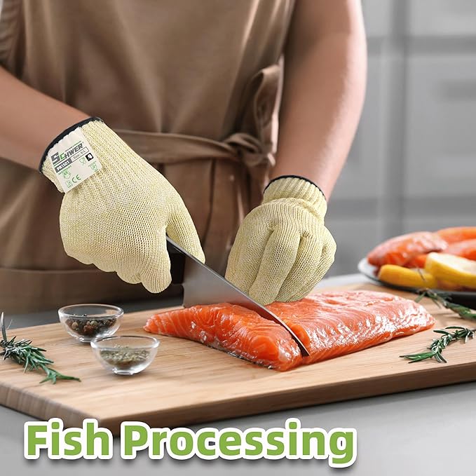 Schwer SlicePro Ultra-Durable ANSI A9 Cut Resistant Gloves PR1501, 10X Reinforced Food Grade Cutting Glove, Mandoline Gloves for Kitchen Meat Cutting, Oyster Shucking, Fish Fillet Processing, M