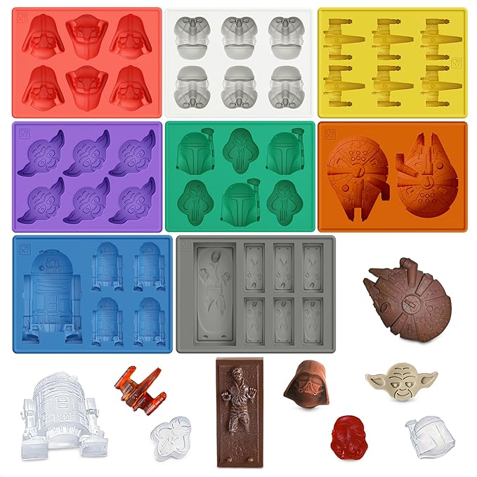 8-Piece Sci-Fi Silicone Molds Set - Flexible Space Ice Cube Trays for Easter Brunch and Patio Drinks, Candy, Chocolate, Gelatin | Nonstick Reusable, Dishwasher Safe, Hot & Cold Temperatures Resistant
