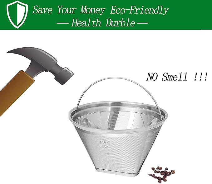 YEOSEN Coffee Filter 4 Cone Coffee Filter Reusable fit for Cuisenart Ninja Hamilton Beach Brewer (Not Applicable to Ninja CE251, CF200)