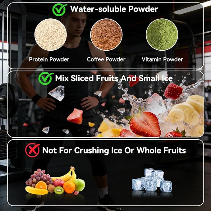 FANS-ONE Electric Protein Shaker Bottle, 24 oz USB C Rechargeable Electric Mixer, Shaker Cups for Protein Shakes and Meal Replacements, Portable Blender Self Mixing Cup for Gym Workout, Black