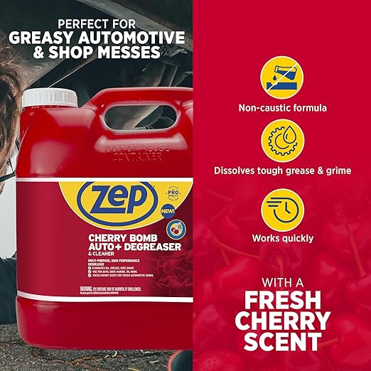 Zep Cherry Bomb Auto+ Degreaser & Cleaner - For Auto, Marine, RV, & Home - 2.5 Gallon