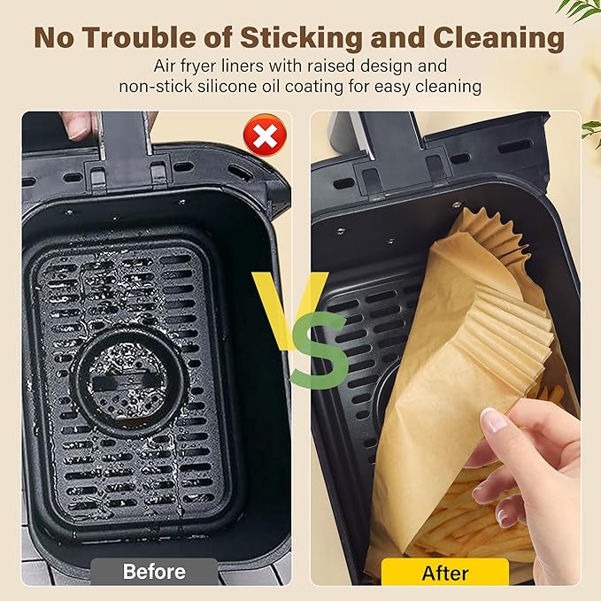 Air Fryer Liners Disposable, Ninja Air Fryer Liners, 125pcs Rectangle 8.6x5.5 In Parchment Paper For Ninja Dz201 Dz401, Airfryer Liners Non-Stick And Oil Proof Food Grade Ninja Air Fryer Accessories
