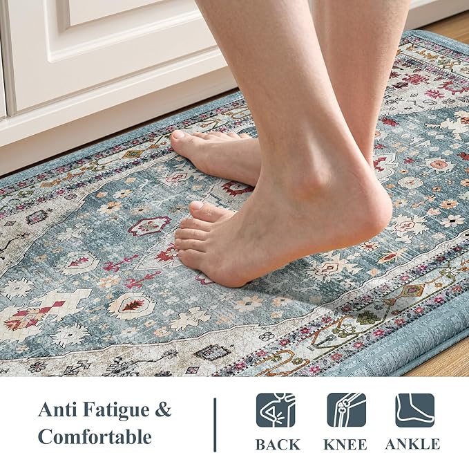 Collive Kitchen Mats for Floor, Cushioned Anti Fatigue Kitchen Rugs Waterproof Sink Rugs Non Slip, Soft Comfortable Standing Mats for Office, Laundry, 17”x59”