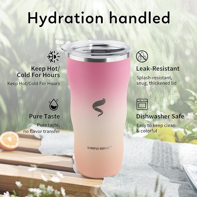 20Oz Insulated Tumbler With Straw And Lid,Stainless Steel Coffee Cup, Double Wall Vacuum Travel Mug,Spill proof Iced Coffee Tumbler, Mom tumbler, Pink Mesa Sunset