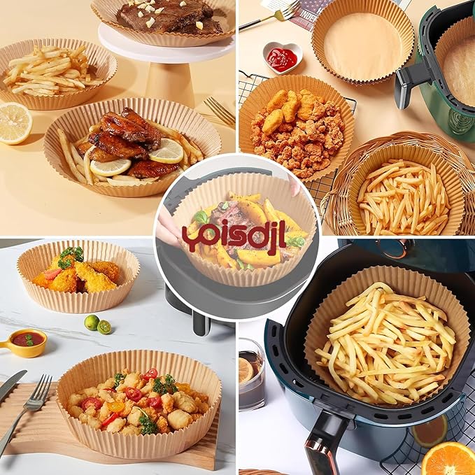 Air Fryer Liners Disposable, 100pcs Air Fryer Liners, Non-Stick Oil Resistant Air Fryer Parchment Paper Liners, 8 Inch Round Airfryer Liners Waterproof Oilproof For 5-8 Qt Airfryer Basket, Baking