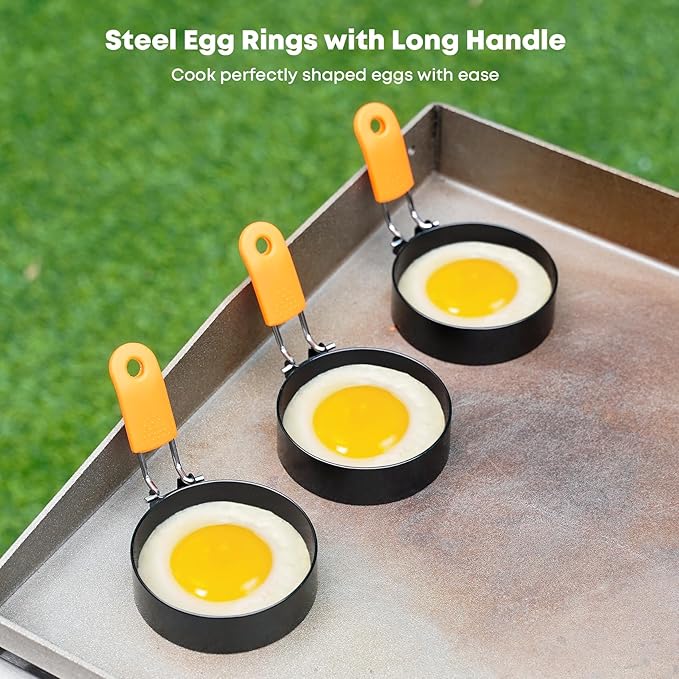 Stanbroil Griddle Accessories with Smashed Burger Press, 10PCS Griddle Kit Set, Pancake Batter Dispenser, Stainless Steel Bacon Press & Scraper, Basting Brush, 4 Egg Rings & 2 Oil Bottle