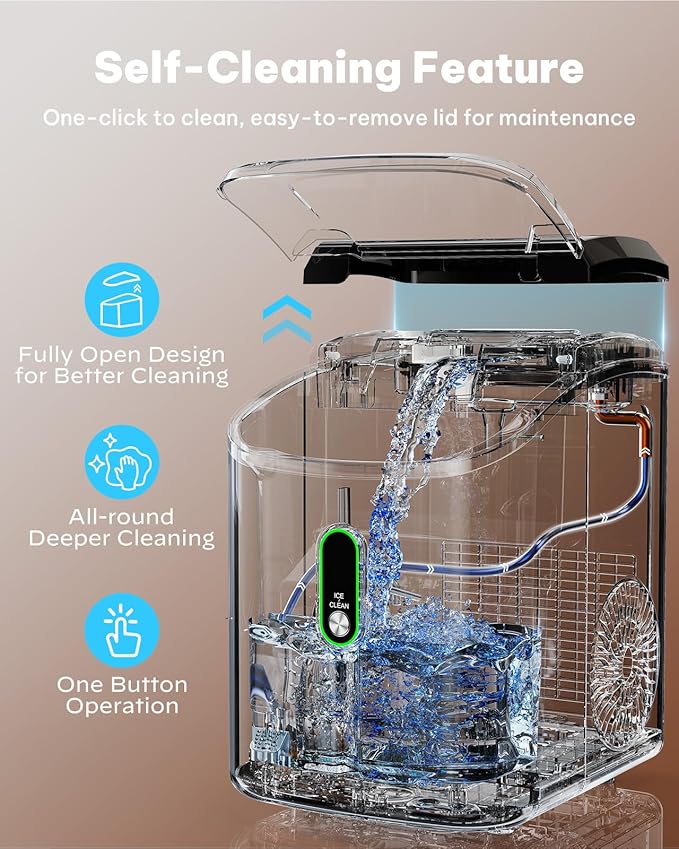 Silonn Nugget Ice Maker Countertop, Pellet Ice Machine with Self-Cleaning Function, Sonic Ice Maker Produces 33lbs of Chewable Ice in 24 Hours, Ideal for Home Kitchen and Office (Stainless Steel)