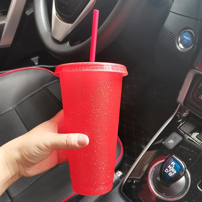 Suertestarry Tumbler with Straw and Lid,Water Bottle Iced Coffee Travel Mug Cup,Reusable Plastic Cups,Perfect for Parties,Birthdays… (Red-36Pack, 36 pack)