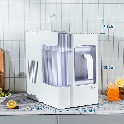 Gevi Adella Nugget Ice Maker 40lbs/Day,Countertop Pellet Ice Machine,Large Gallon Side Water Tank&Self-Cleaning,Pellet Ice Machine with Scoop&Basket for Home/Kitchen/Office