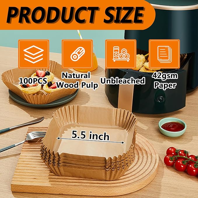Air Fryer Liners for CHEFMAN 2 Qt Air Fryer, Mini Airfryer Liners Small Air Fryer Paper Liners, Compatible with Cosori 2.1Qt, Dash 2.6Qt, Instant Vortex 2Qt amd other 2-3Qt Mini Air Fryers