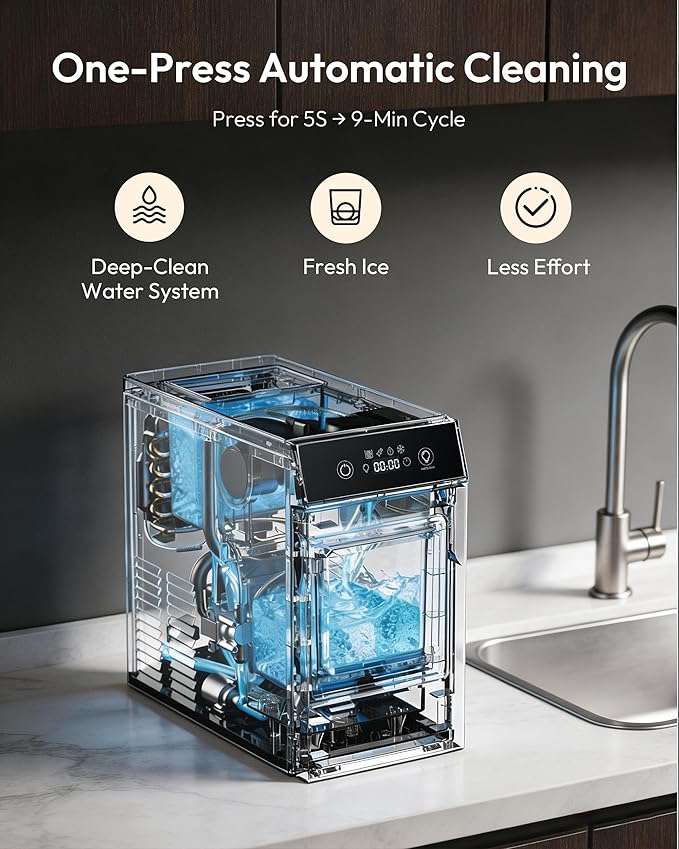 EUHOMY 2.4" Ice Ball Maker Countertop, 2Pcs Ready in 60Mins, 48Pcs/Day, 8H Timer, Self-Cleaning Sphere Ice Maker Machine with Crystal Clear Ice, Round Ice Cube Maker for Whiskey & Bourbon