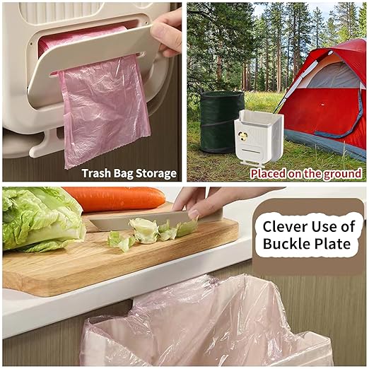 Hanging Trash Can for Kitchen Cabinet Door,2.64 Gallon Collapsible Trash Can,Made of Premium TPR and PP,Ideal for Kitchen and Bathroom, or as A Rv Trash Can and Camping Trash Can