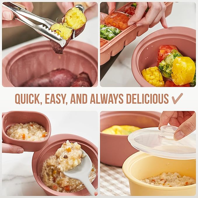 27oz Platinum Silicone Microwave Steamer Pot with Handle & Lid - Korean 100% Food-Grade Steamer Bowl, Heat-Resistant Cooker with Steam Holes, Easy Clean, Dishwasher Safe, Yellow