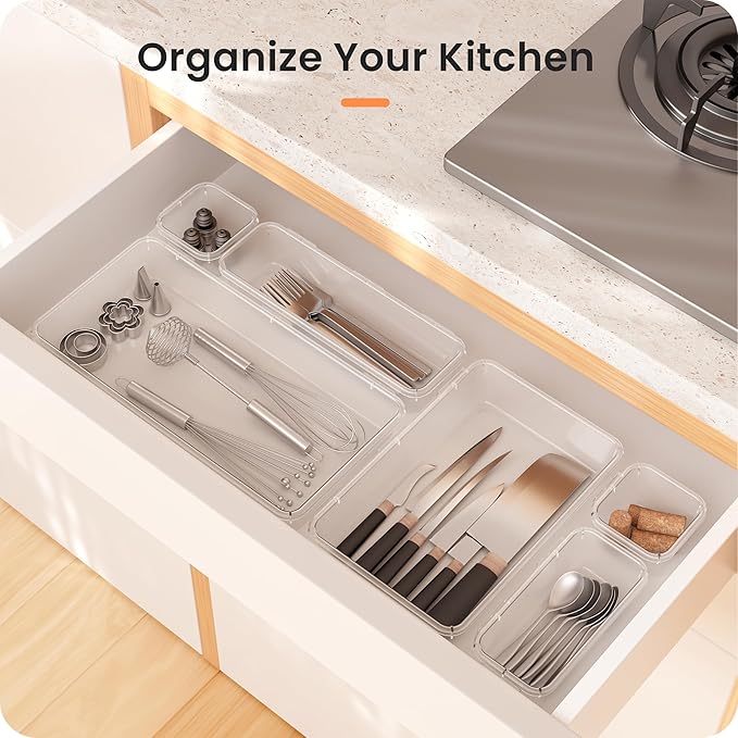 A-LuGei 【XL Size Only Us】 Drawer Organizer, 【𝟱𝗦𝗶𝘇𝗲】 Makeup organizer, 【Holds 177 Items】 Bathroom Organizers and Storage, Organization and Storage, Desk Drawer Organizer for Bathroom Vanity