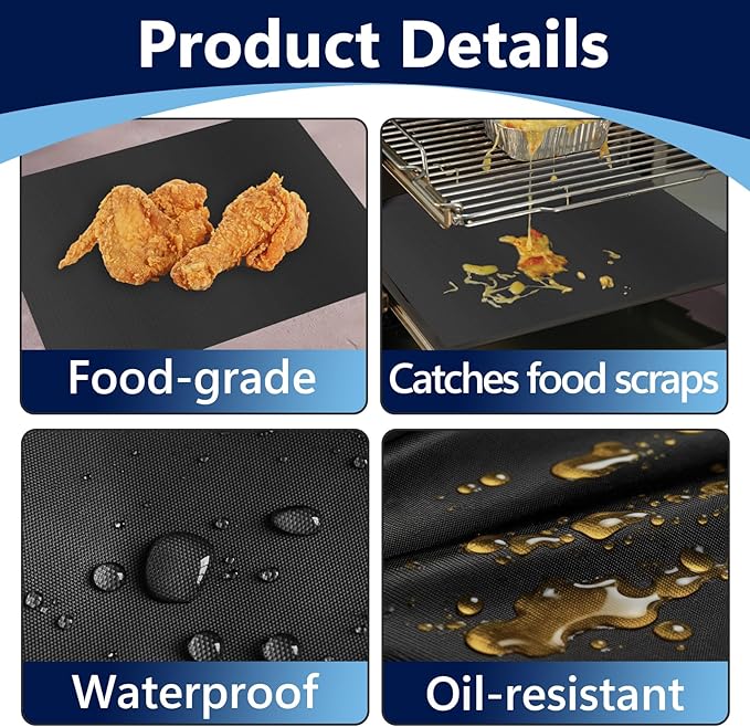 8PCS Reusable Oven Liners for Gourmia Toaster Oven GTF7460, Air Fryer Liners with Non-stick Coating