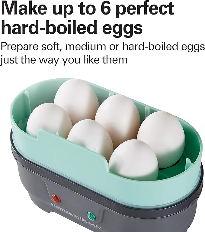 Hamilton Beach Sous Vide Style Electric Egg Bite Maker, Hard Boiled Egg Cooker & Poacher with Removable Nonstick Tray, Makes 2 in Under 10 Minutes, Teal (25511)
