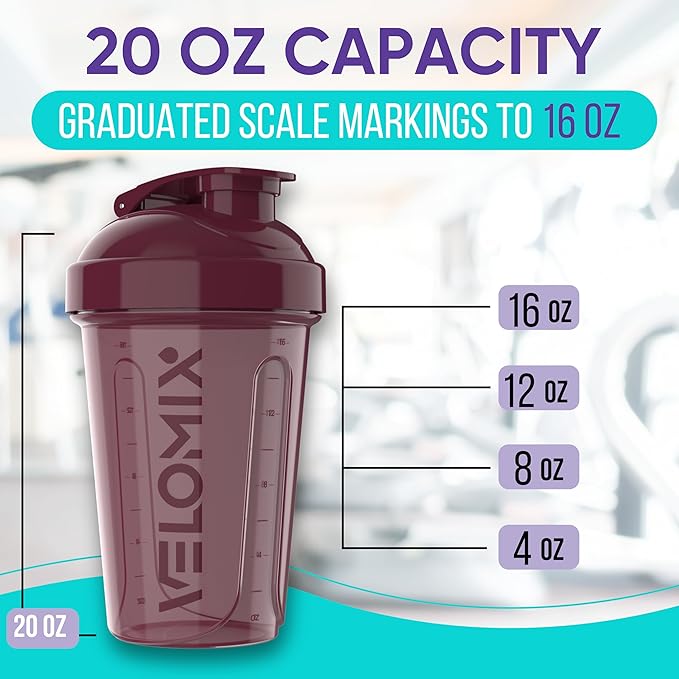 VELOMIX -6 PACK- 20 oz Protein Shaker Bottle for Protein Mixes - 6x Wire Whisk | Leak Proof Shaker Cups for Protein Shakes| Stackable Protein Shaker Bottle Pack | Dishwasher Safe (Mood Tones)