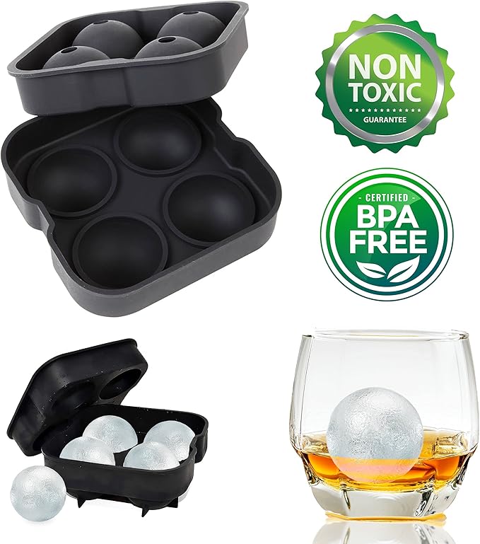 Bahoki Essentials Ice Molds - Silicone Ice Cube Tray With Lid - Easy Fill and Release Ice Maker - Great for Parties and Events