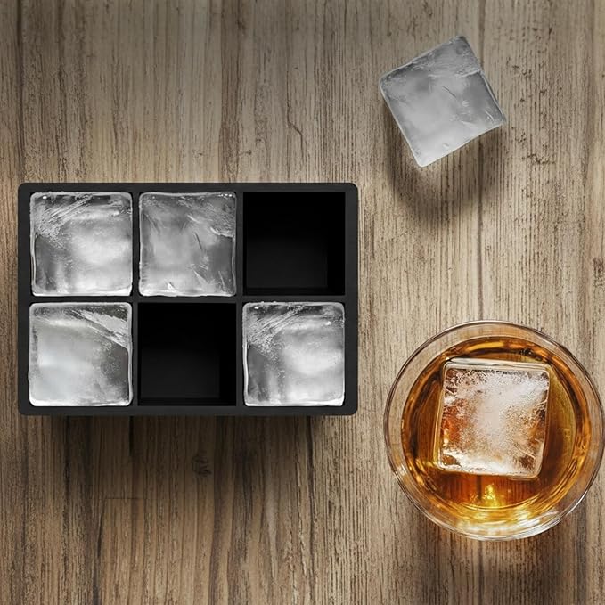 Ice Molds for Freezer with Lid – Silicone Ice Ball Mold for Whiskey & Cocktails, Slow Melting Round Ice Balls, BPA Free Flexible Ice Tray, Easy Release (black)