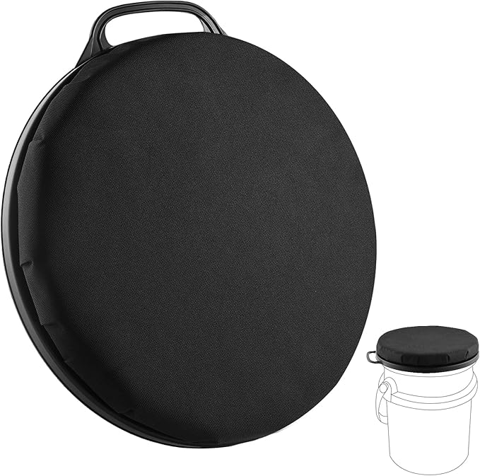 5 Gallon Bucket Seat for Yeti Bucket Only, 360 Degree Swivel Load Out Bucket Seat, 5 Gal Foam Cushion Bucket Lid Seat with Padded Top for Hunting Fishing Camping Outdoor
