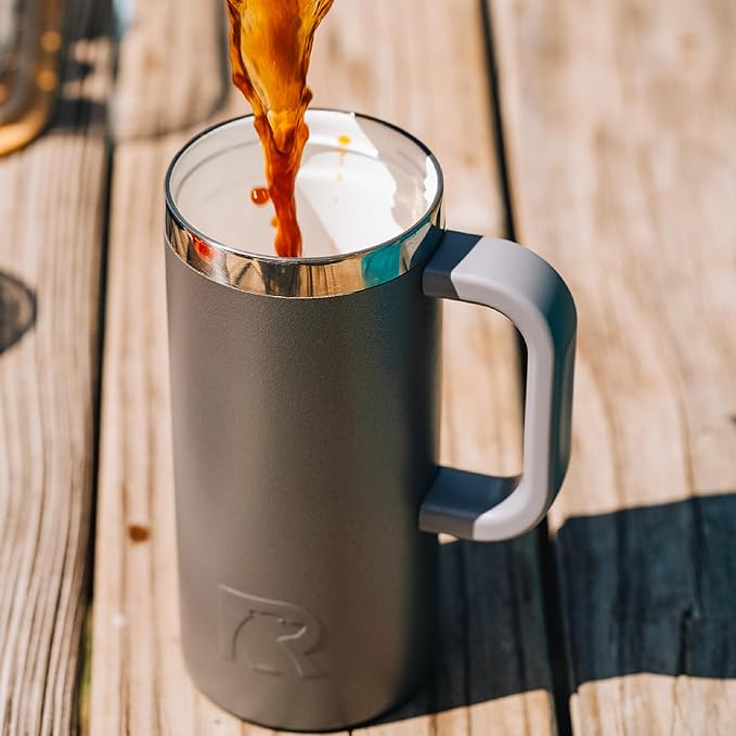 RTIC 16oz Road Trip Travel Mug with Lid and Handle, Ceramic Lined, Insulated, Stainless Steel, Metal, Double Wall Vacuum-Insulation, Portable Coffee, Tea Cup for Hot and Cold Drink, Orchid