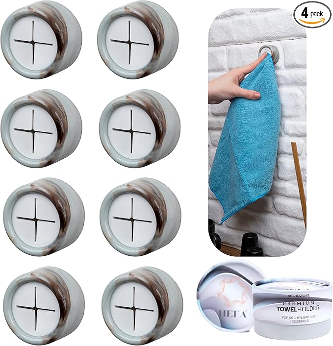 HEFA Towel Hooks - 8 Pack Eco Kitchen Organization - Hand & Dish Towel Holder