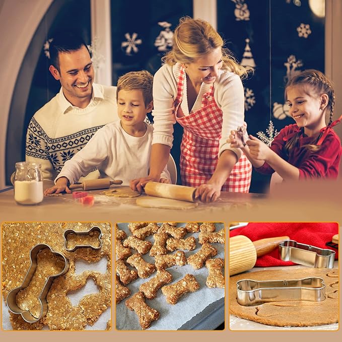 Dog Bone Cookie Cutters Biscuit for Kids DIY Lunchbox Bento Box Fruit Vegetable Sandwich Cutters for Children Boys Girls, Pack of 5
