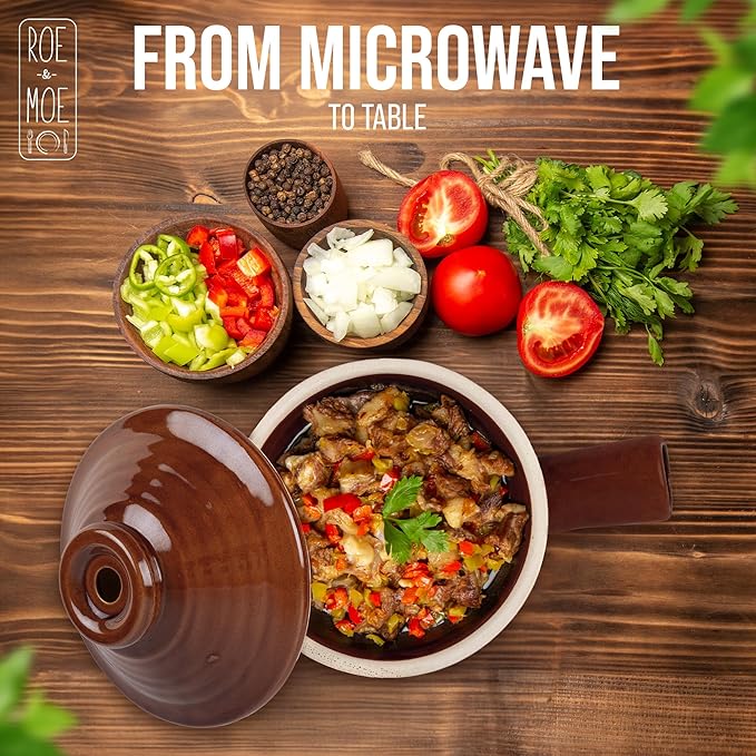Roe & Moe Egg Cooker - Non-Stick, Ceramic Microwave Egg Poacher with Dome Chimney Lid and Hollow Handle - Reimagine Breakfast with Picture-Perfect Eggs and Delicious Soups with Our Microwave Steamer