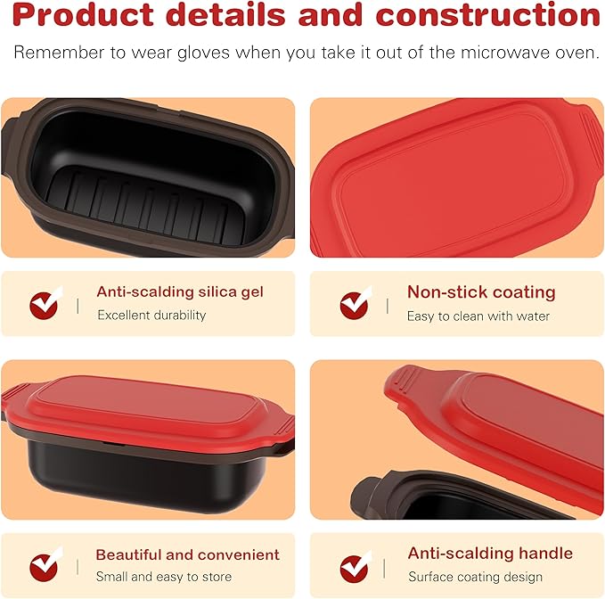 Multi-Use Microwave Cookware|Microwave Grill Pan, Rice/Pasta Cooker | Heated Lunch Box | RV Essential| Senior-Friendly Easy Grip | Dishwasher Safe& BPA-Free | Safe for Family,Dorms,Office