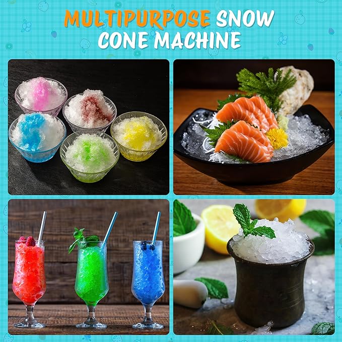 VALONDINO Snow Cone Machine Shaved Ice, 500LB/H Commercial Ice Crusher Shaved Ice Machine Fluffy, 300W Industrial Commercial Big Ice Shaving Machine for Snow Cones for Home Party