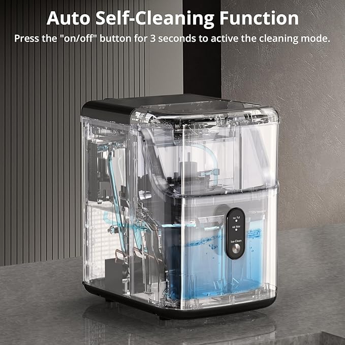 Nugget Ice Maker 36Lbs/24H Countertop Chewable Ice Machine, Self-Cleaning, Low Noise Stainless Steel Soft Ice Cubes Machine for for Home, Office, RV (Silver)