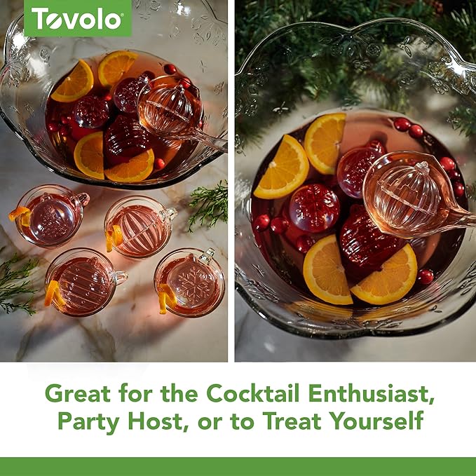 Tovolo Christmas Ornament Ice Cube Molds Set of 4 for Holiday Drinks and Cocktails, Silicone Ice Molds Christmas Tree Snowflake Shapes, BPA Free Dishwasher Safe, Christmas Gifts for Adults