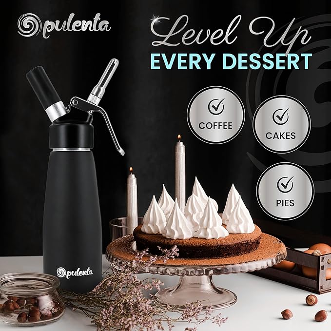 Premium Whipped Cream Dispenser – Leak-Proof Whip Maker with 3 Stainless Steel Nozzles, Spatula, Food Pen & Brush – Professional Whipped Cream Maker Canister – N2O Not Included – 500ml
