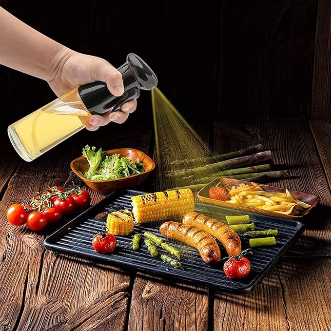Honbuty Olive Oil Sprayer for Cooking, 200ml Glass Oil Dispenser Bottle Spray Mister, Refillable Food Grade Oil Vinegar Spritzer Sprayer Bottles for Kitchen, Air Fryer, Salad, Baking