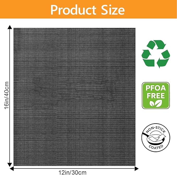 4 Pack Oven Liners Mat for Bottom of Oven, For Breville BOV900BSS BOV950BSS Smart Oven Air Fryer Pro, 16"x12" Non-Stick Heat Resistant Reusable Sheet Crumb Catcher for Baking Roasting & Grilling