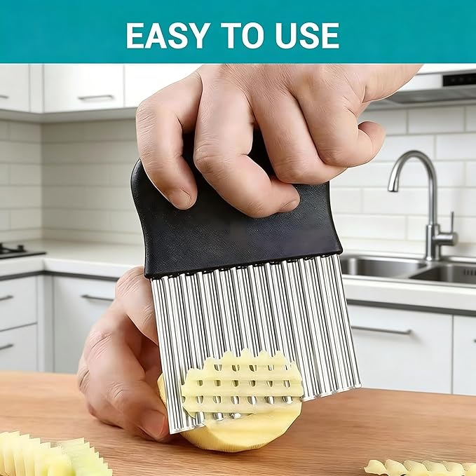 Stainless Steel Potato Holder Slicer - Onion Vegetable Cutting Aid with Finger Guard for Safe Chopping, Food Grade Kitchen Gadget Tool for Tomato Carrot Cucumber, Dishwasher Safe