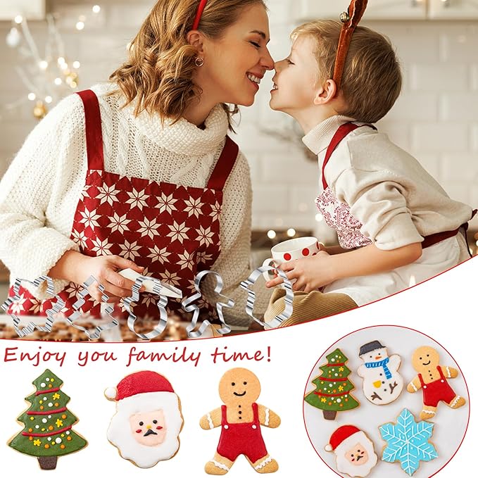 Large Christmas Cookie Cutters Set 6 Pcs, Kimfead Holiday Cookie Cutters - Gingerbread Man, Christmas Tree, Snowflake, Snowman and Santa Claus Cookies Mold