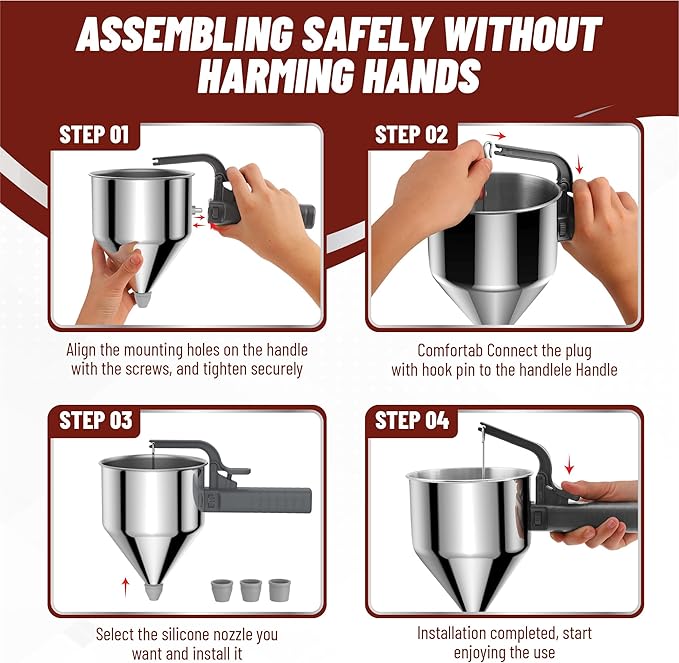 Stainless Steel Pancake Batter Dispenser, 40oz Batter Dispenser with Squeeze Handle, Great for Pancakes, Cupcake, Waffle or Any Baked Goods, Durable, Leak-Free, Space Gray