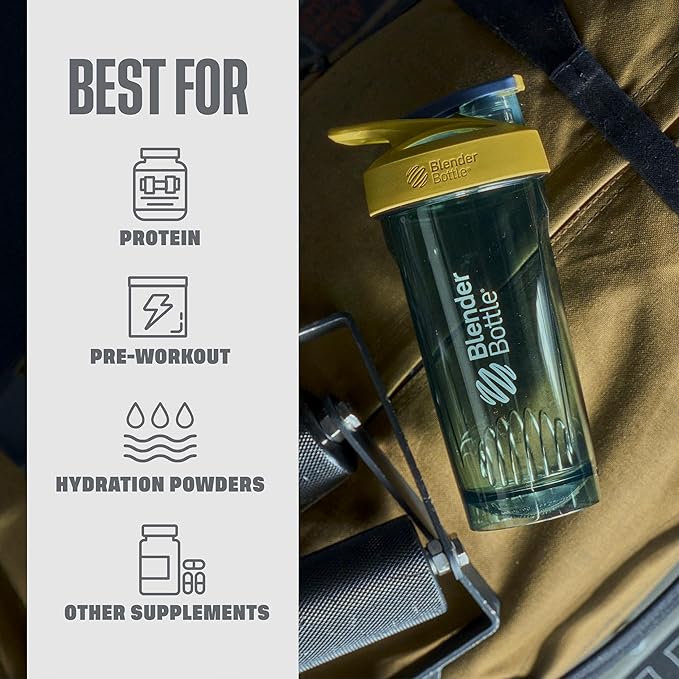 BlenderBottle Sport Shaker Cup Perfect for Protein Shakes and Pre Workout, 24-Ounce, Yellow