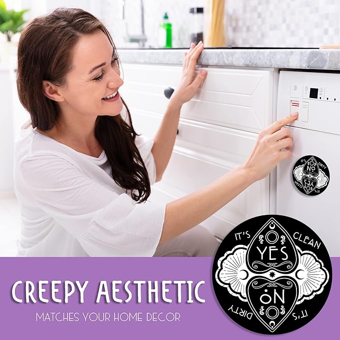 Ouija Board Gothic Dishwasher Magnet – Clean Dirty Sign for Witchy Kitchen Decor, Black Aesthetic Home & Office Accessories, Quirky Apartment Essentials, Ideal Gift for Gothic Enthusiasts