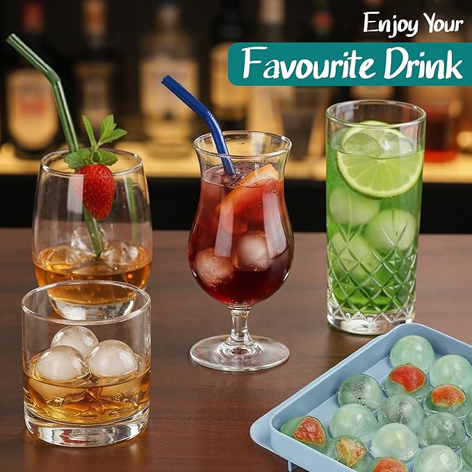 2 Pack Round Ice Cube Tray with Lid, Bin & Scoop - 0.8" 66PCS Tiny Sphere Ice Ball Maker Molds, Stackable Ice Trays for Freezer, BPA-Free Plastic Iced Bucket Kits for Cocktails/Whiskey/Coffee/Drinks