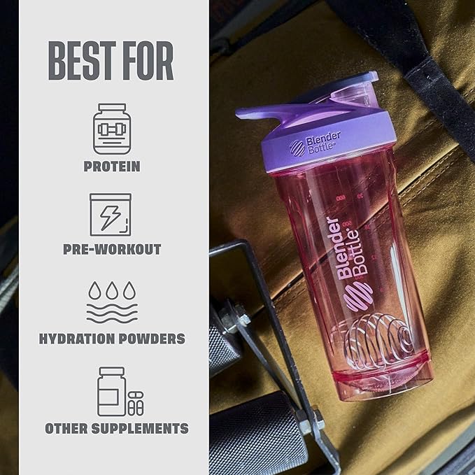 BlenderBottle Sport Shaker Bottle with Wire Whisk, 28-Ounce, Purple – Protein Shakes & Hydration for Athletes & Fitness Enthusiasts, Easy Mixing, Durable & Lightweight, Lockable Lid