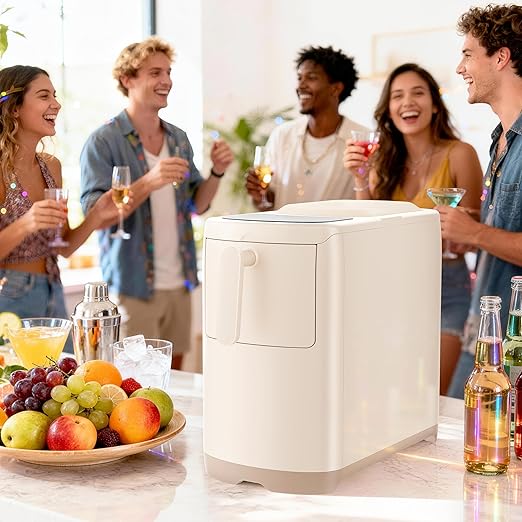 Antarctic Star Portable Countertop Ice Maker with Self-Cleaning, 18Lbs/24H, One-Touch Operation, Ice Scoop for Home, Kitchen, Office(White)