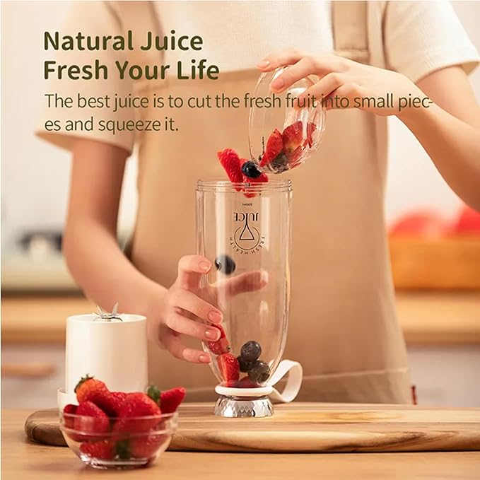 Portable Blender, Personal Smoothie Maker with 6 Blades, Rechargeable Mini Juicer Cup, 17 oz with Travel Lid for Outdoors, Camping, Office, Kitchen (Pink)