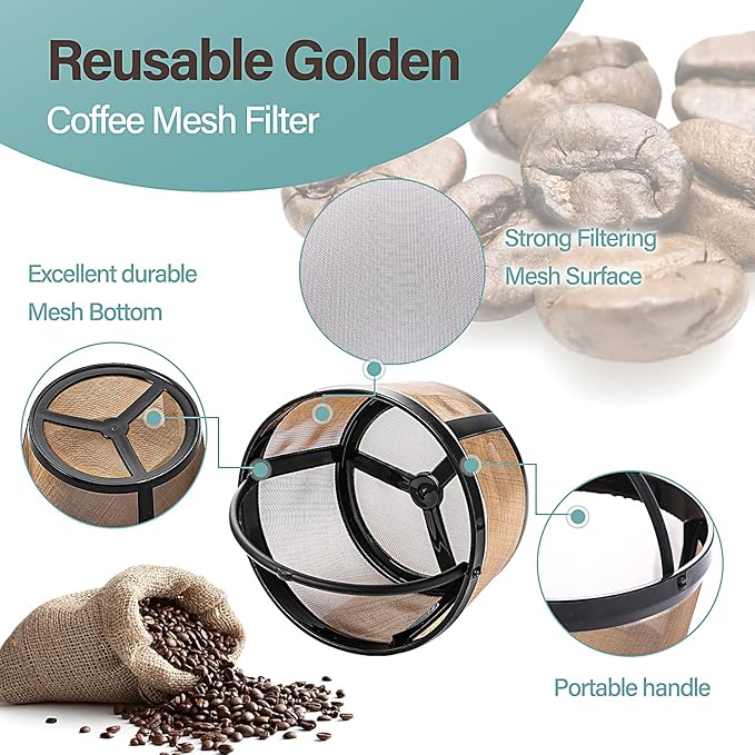 Prasacco Reusable Basket Coffee Filter - 4 Cup Permanent Replacement Filter for Mr. Coffee Coffee Makers (1 PC)