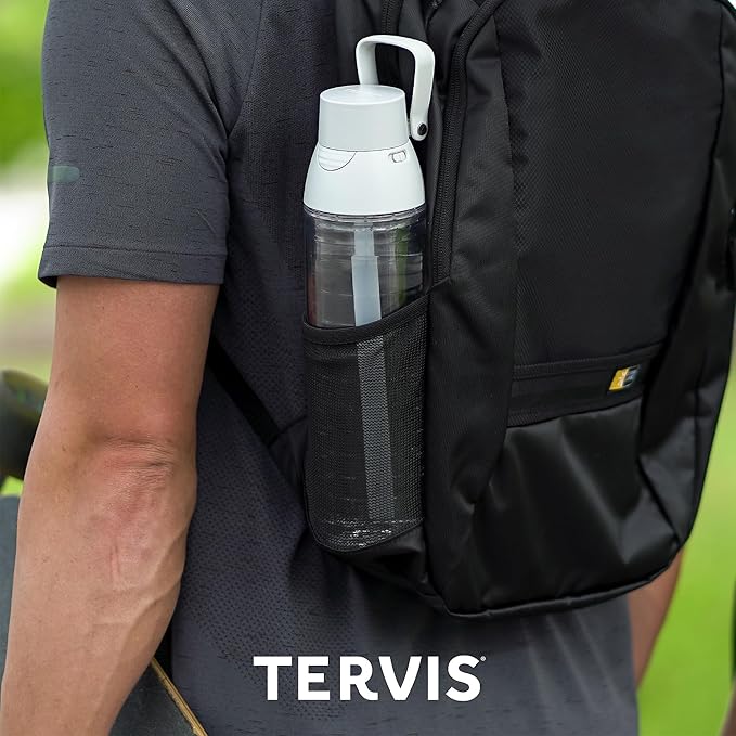 Tervis Venture Lite Clear & Colorful Lidded Made in USA Double Walled Insulated Tumbler Travel Cup Keeps Drinks Cold & Hot, 24oz Water Bottle, White Lid