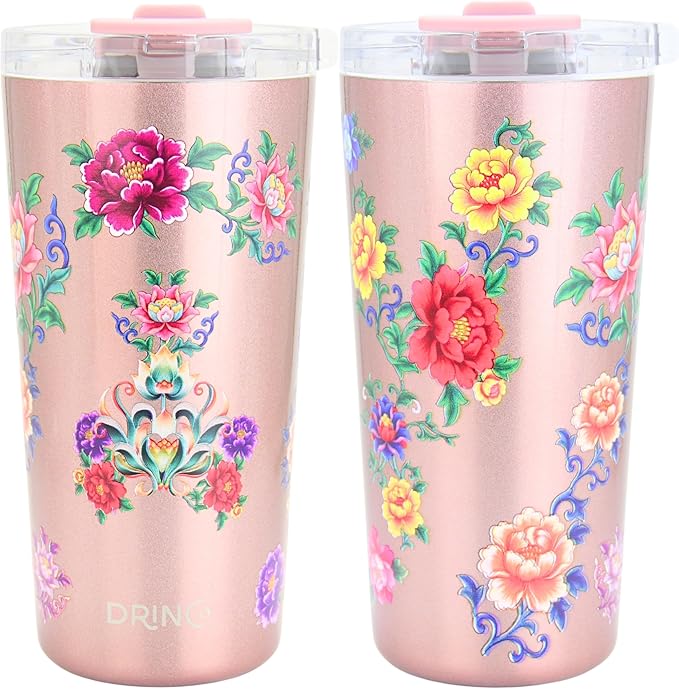 Drinco - 20 oz Stainless Steel Tumbler | Double Walled Vacuum Insulated Mug With Lid, 2 Straws, For Hot & Cold Drinks (20oz Chupa)