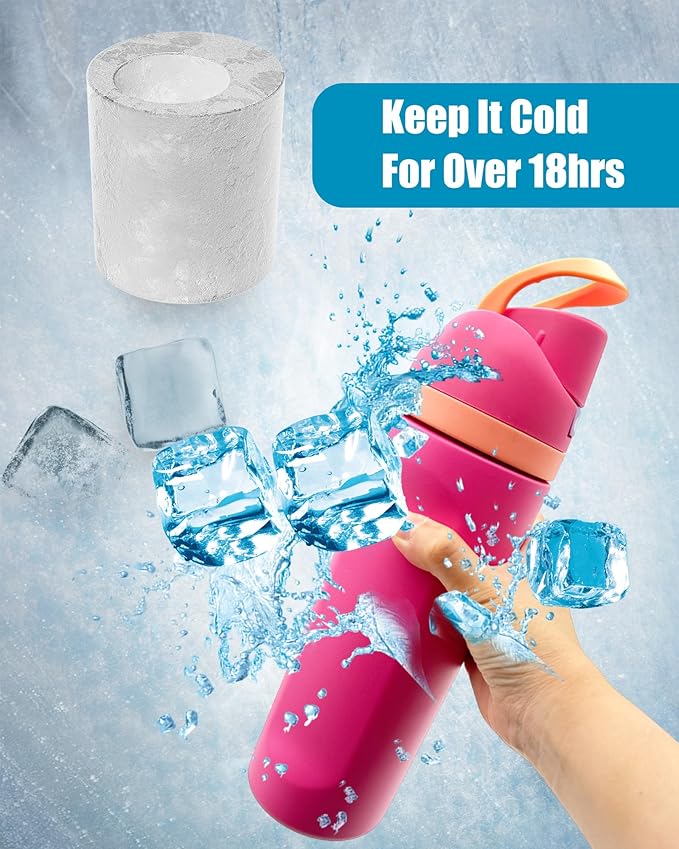 Ice Molds for Owala 24-40oz, Set of 3, Food-Grade Soft Silicone, No White Residue, Easy to Release, Straw Placement Compatible with Owala FreeSip, Keeps Drinks Cold Longer (Pink)