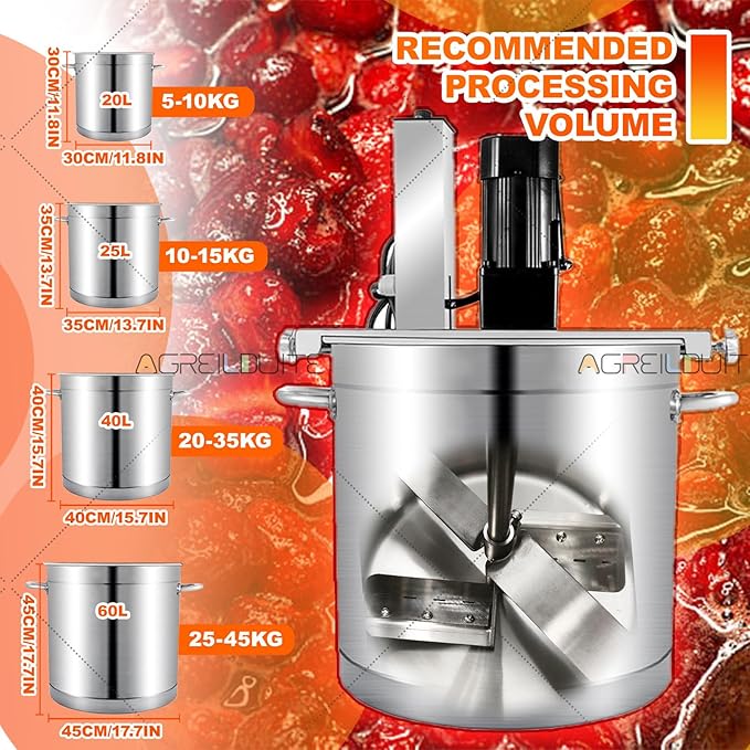 Automatic Pot Mixer-Pro, Electric Stirrer Machine, Automatic Pot Stirrer Mixer, Multi-Heating Compatibility - Adjustable Speed/Liftable Scraper, For All Jam/Sauce That Requires Long Mixing 60L