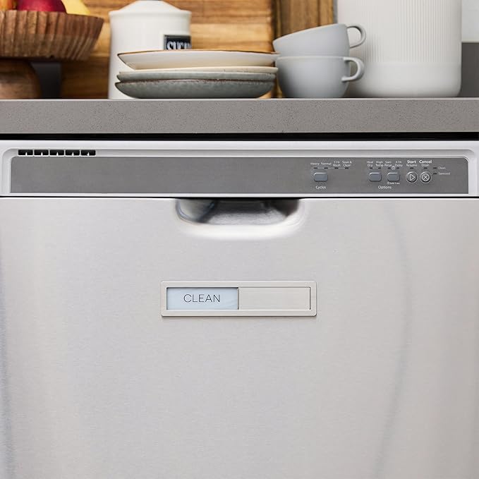 Stainless Steel Dishwasher Magnet Clean Dirty Sign, Premium Clean Dirty Magnet for Dishwasher with a Protective Backing & Adhesives, Kitchen Gadgets Decor, Black White Dirty Clean Dishwasher Magnet